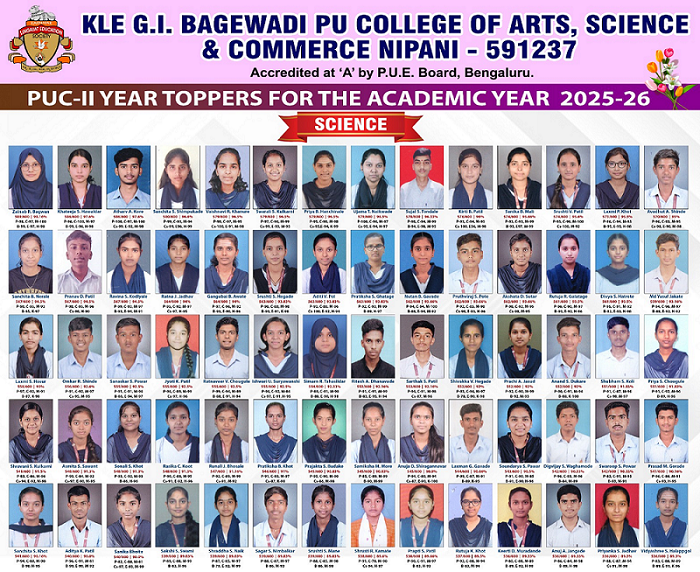 PUC-II Toppers Of AY 2025-26 (Science)