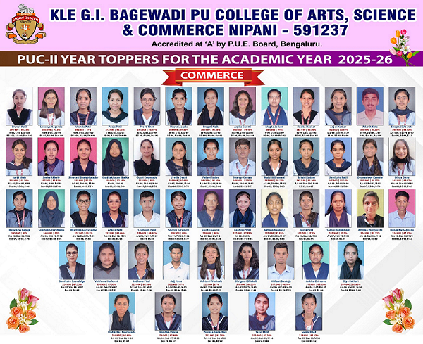 PUC-II Toppers Of AY 2025-26 (Commerce)